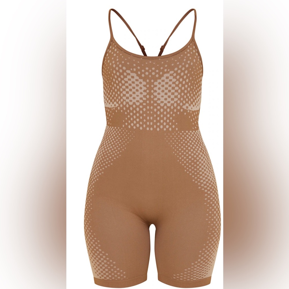 Brown Contour Dot Unitard Activewear
